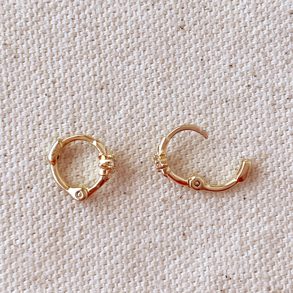 Mondsee 18k Gold Filled Starburst Mini Clicker Hoop Earrings | 18k Gold Filled Jewelry