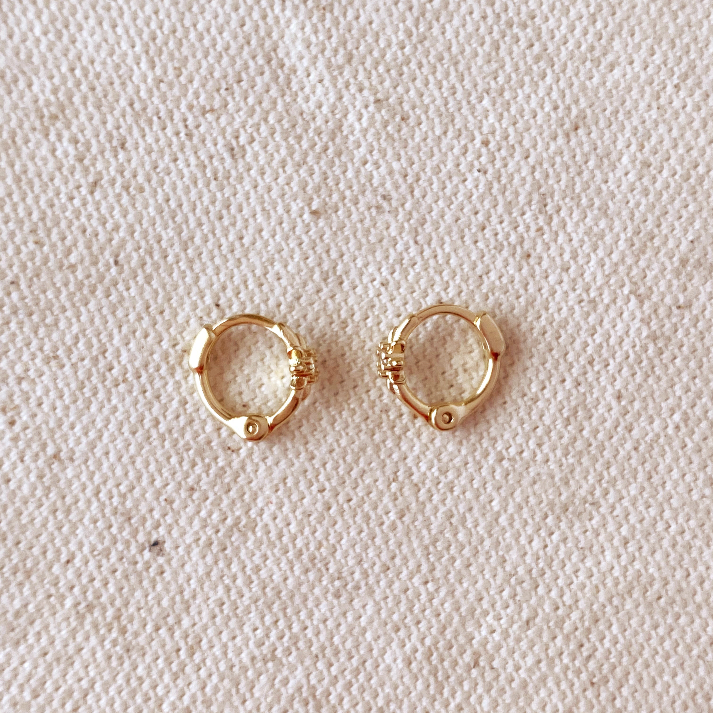 Mondsee 18k Gold Filled Starburst Mini Clicker Hoop Earrings | 18k Gold Filled Jewelry