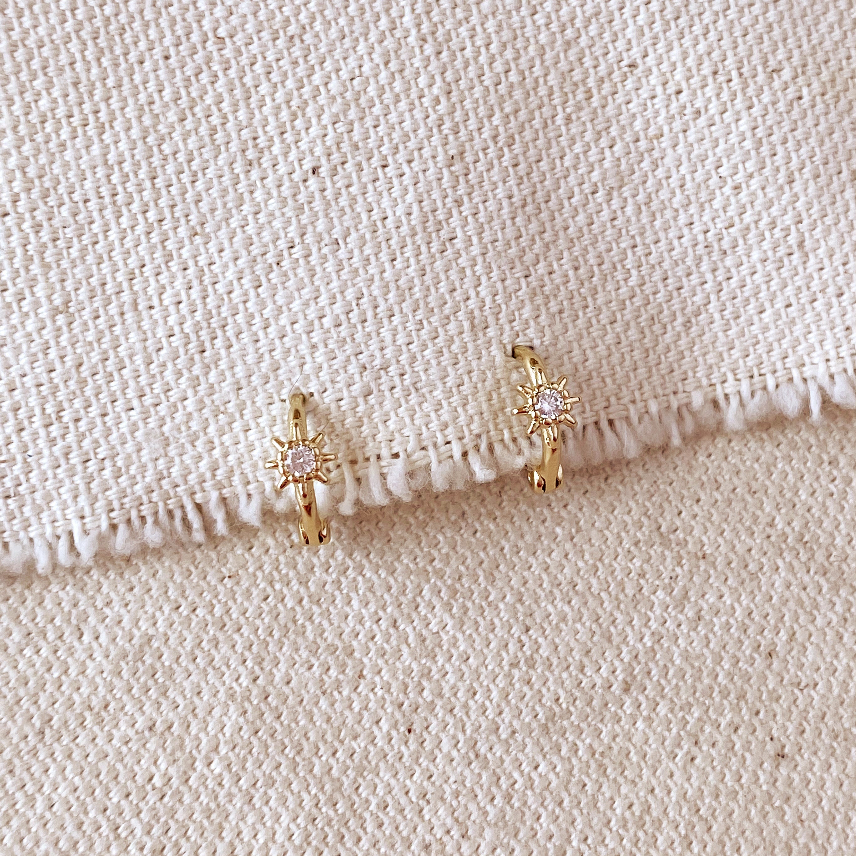 Mondsee 18k Gold Filled Starburst Mini Clicker Hoop Earrings | 18k Gold Filled Jewelry