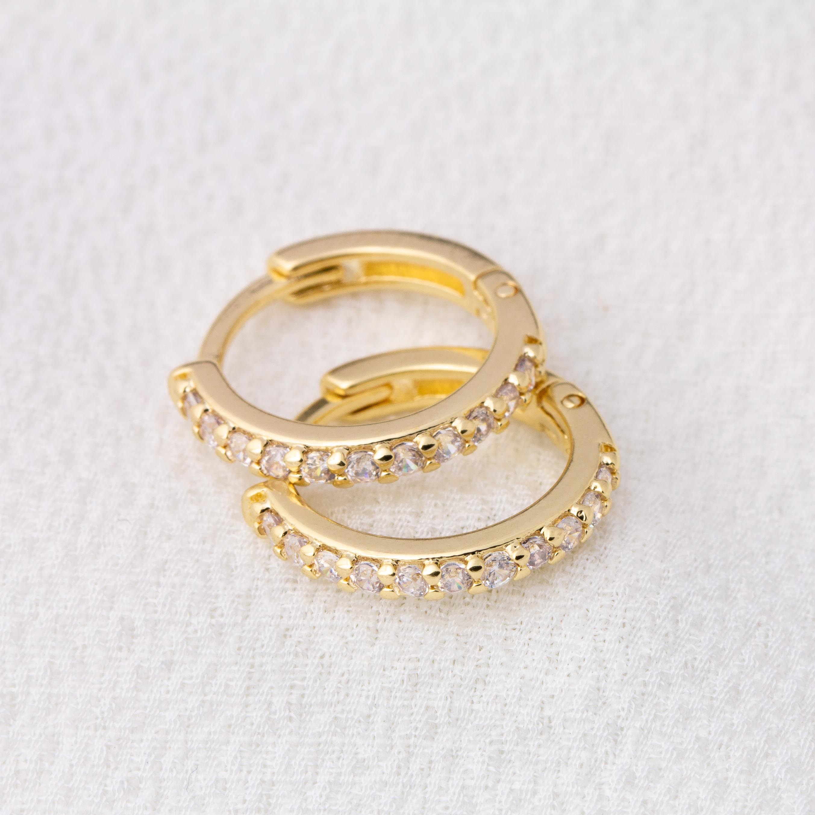 Mondsee 15mm CZ Hoop Earrings | 18k Gold Filled Jewelry