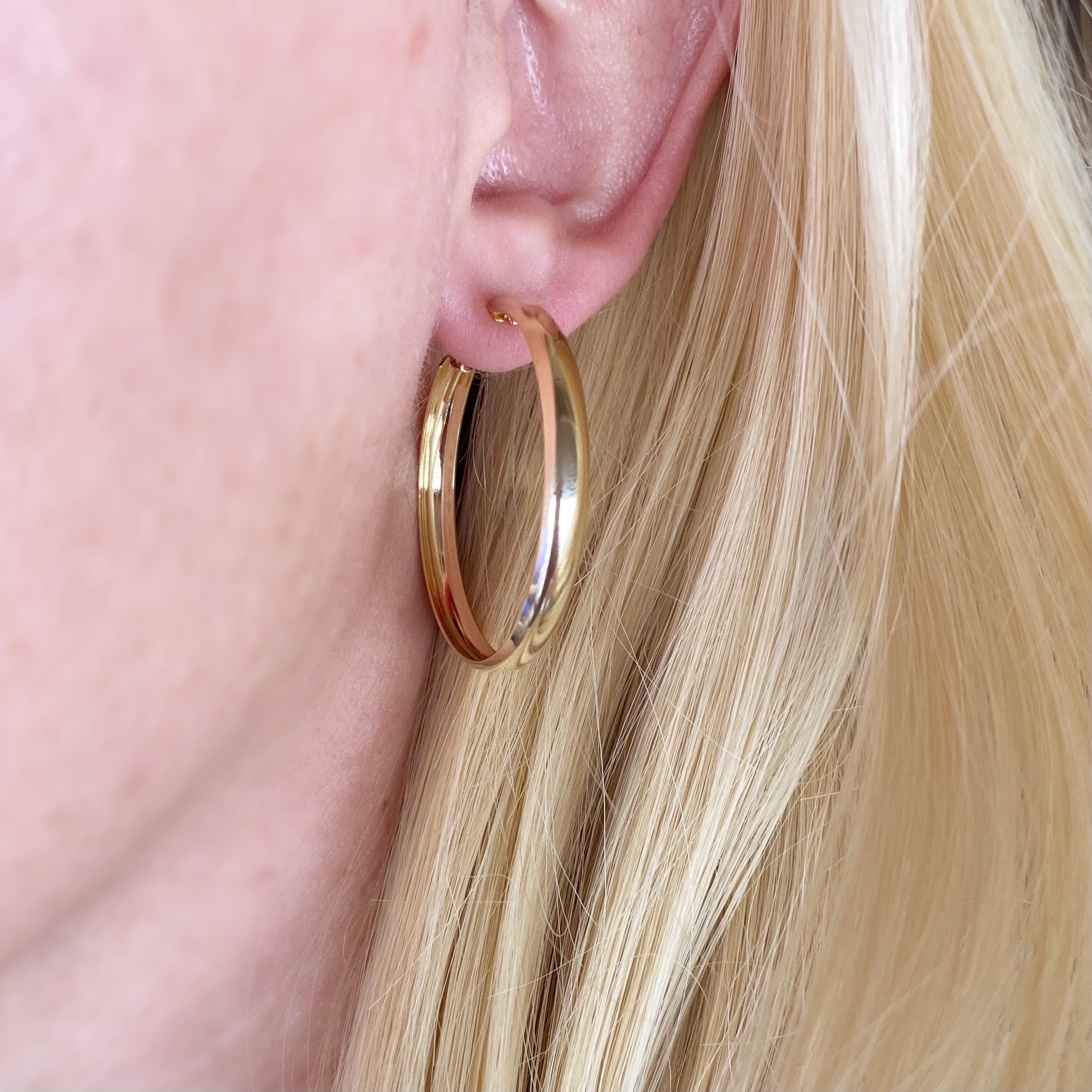 Mondsee 18k Gold Filled 40mm Hollow Continuous Hoop Earrings | 18k Gold Filled Jewelry