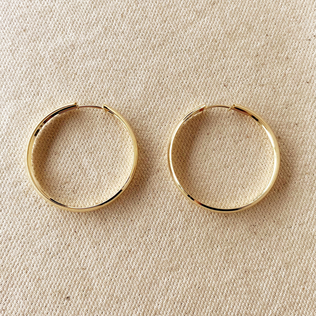 Mondsee 18k Gold Filled 40mm Hollow Continuous Hoop Earrings | 18k Gold Filled Jewelry