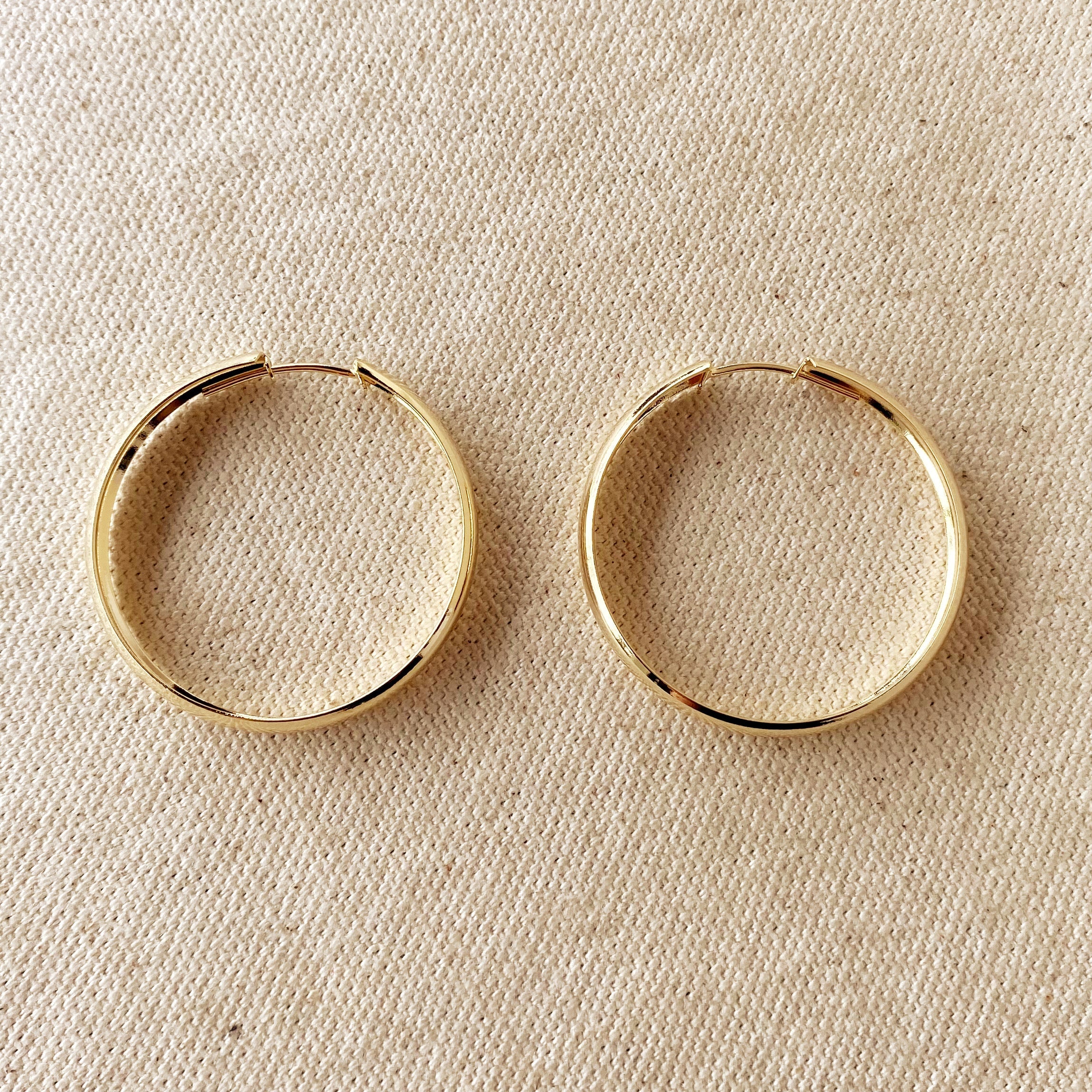 Mondsee 18k Gold Filled 40mm Hollow Continuous Hoop Earrings | 18k Gold Filled Jewelry