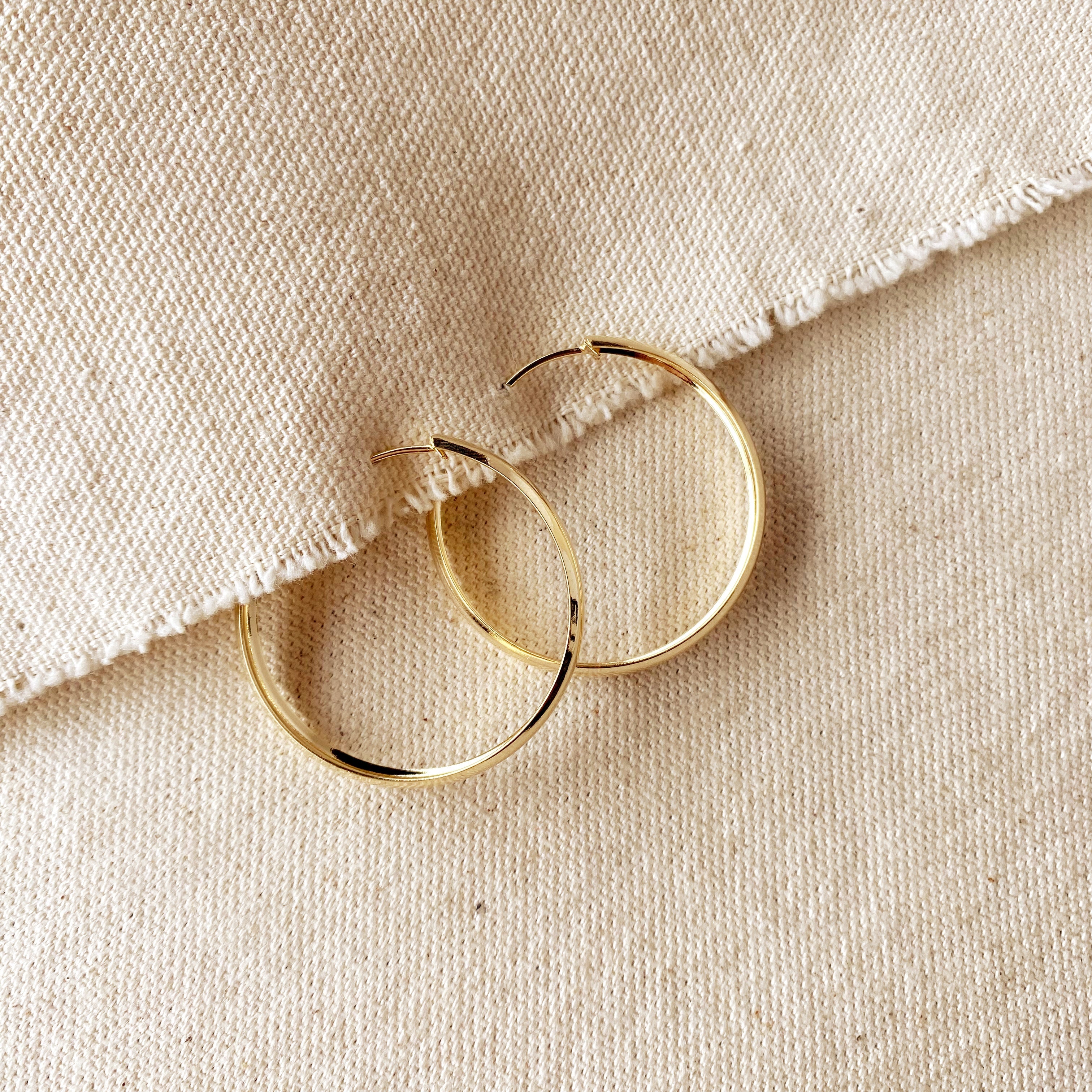 Mondsee 18k Gold Filled 40mm Hollow Continuous Hoop Earrings | 18k Gold Filled Jewelry