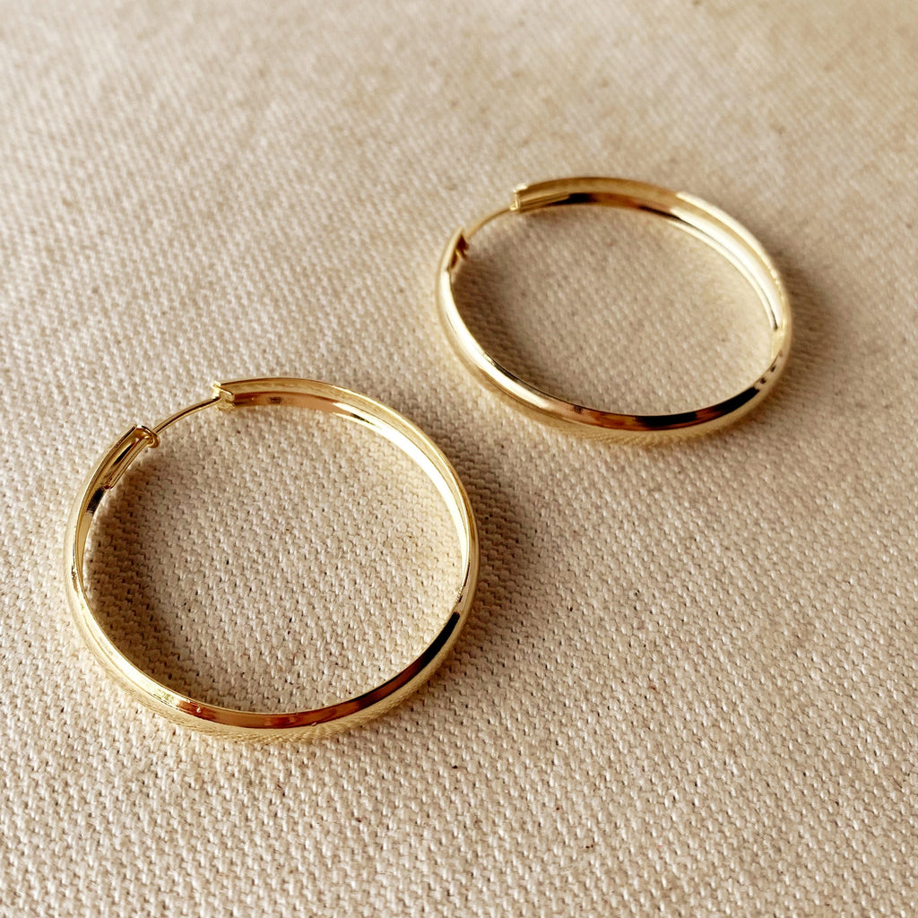 Mondsee 18k Gold Filled 40mm Hollow Continuous Hoop Earrings | 18k Gold Filled Jewelry