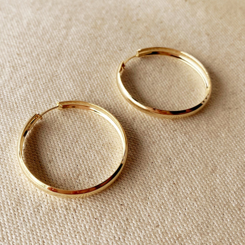 Mondsee 18k Gold Filled 40mm Hollow Continuous Hoop Earrings | 18k Gold Filled Jewelry