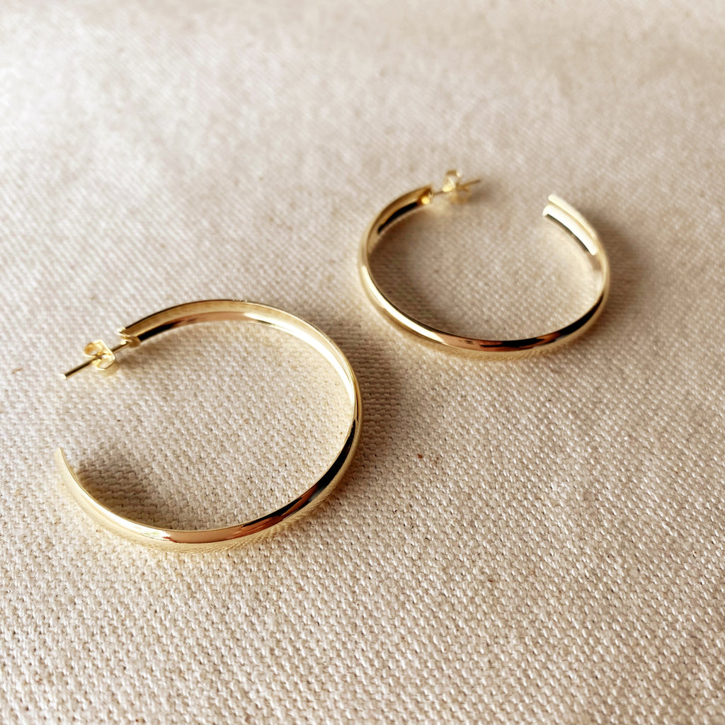 Mondsee 18k Gold Filled 40mm Hollow C-Hoop Earrings | 18k Gold Filled Jewelry