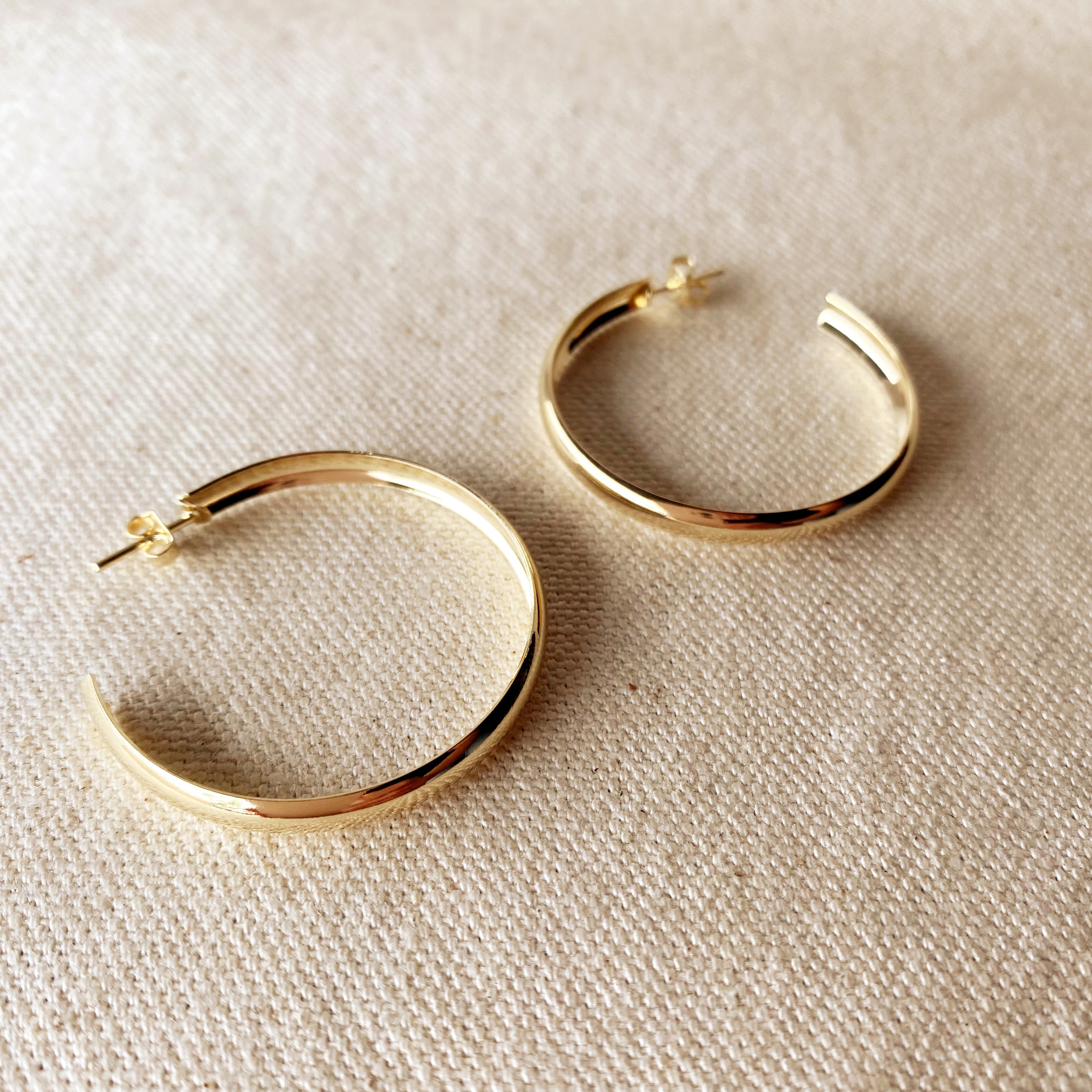 Mondsee 18k Gold Filled 40mm Hollow C-Hoop Earrings | 18k Gold Filled Jewelry