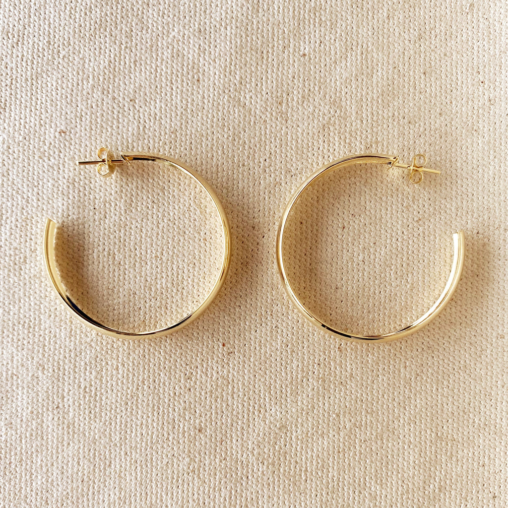 Mondsee 18k Gold Filled 40mm Hollow C-Hoop Earrings | 18k Gold Filled Jewelry