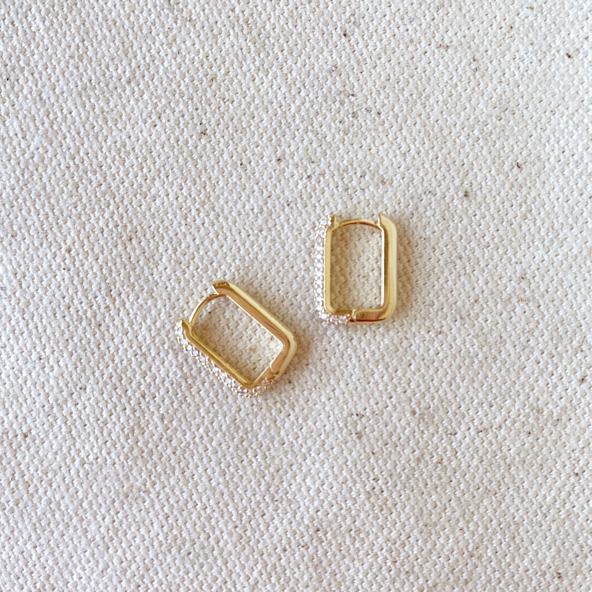 Mondsee 18k Gold Filled Rectangular Clicker Hoop Earrings | 18k Gold Filled Jewelry