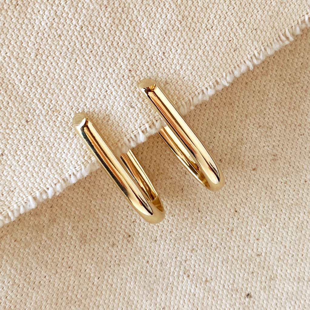 Mondsee 18k Gold Filled J Hoop Earrings | 18k Gold Filled Jewelry