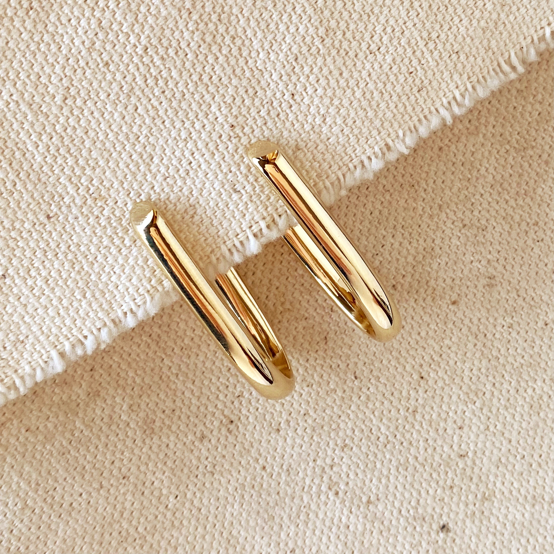 Mondsee 18k Gold Filled J Hoop Earrings | 18k Gold Filled Jewelry