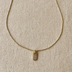 Mondsee Mini Dog Tag Necklace Featuring Micro Cubic Zirconia Stones | 18k Gold Filled Jewelry