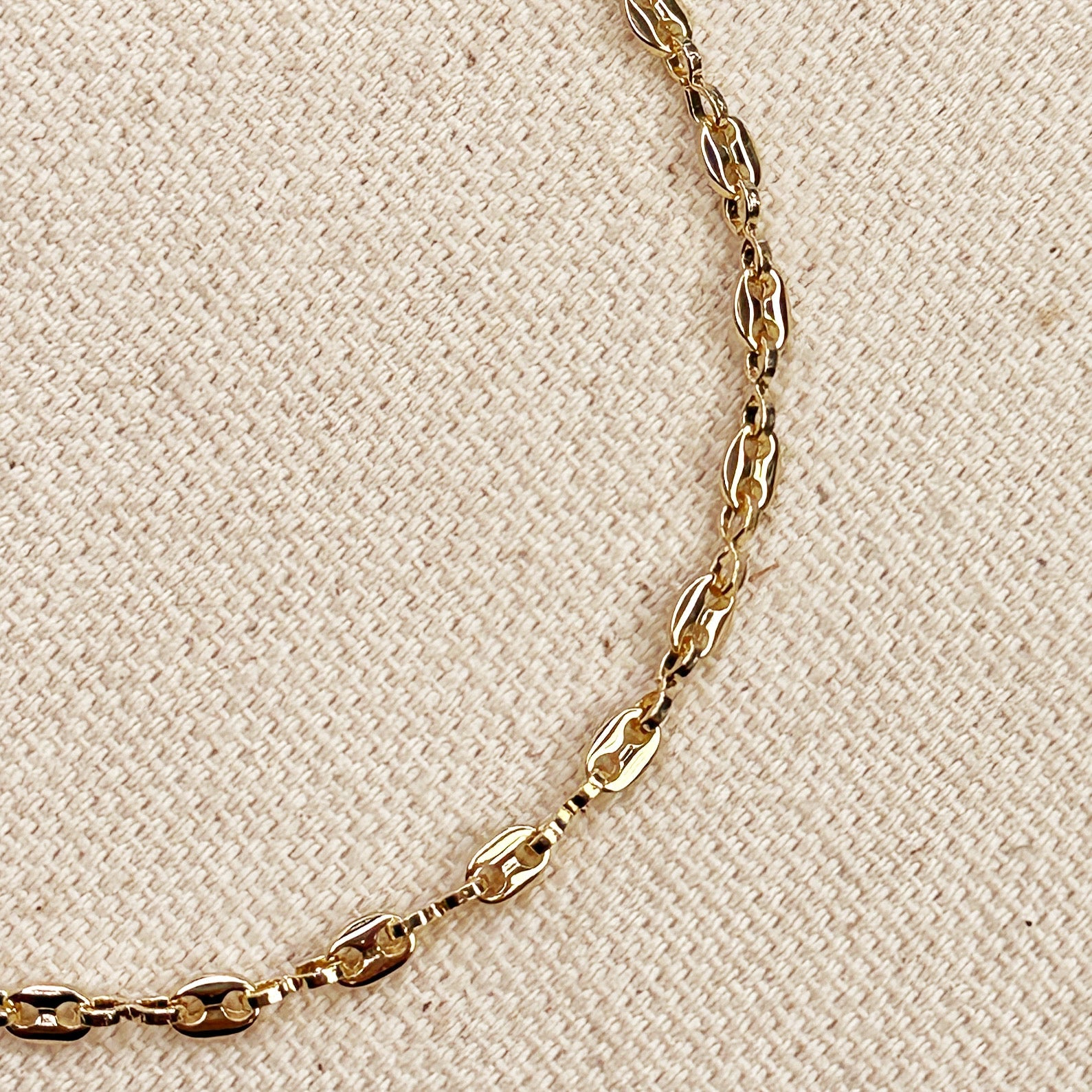 Mondsee 18k Gold Filled 3mm Mini Puffy Links Bracelet | 18k Gold Filled Jewelry