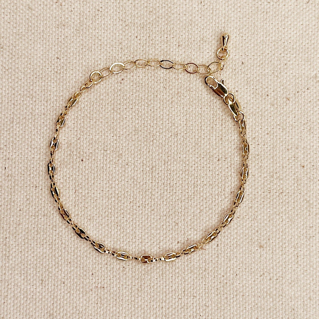 Mondsee 18k Gold Filled 3mm Mini Puffy Links Bracelet | 18k Gold Filled Jewelry