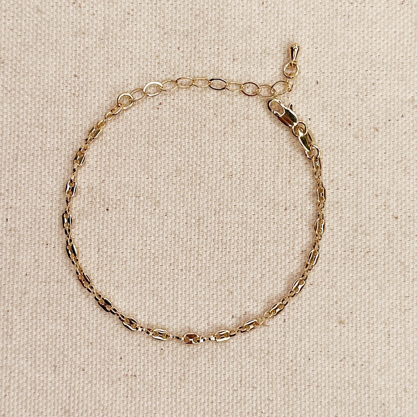 Mondsee 18k Gold Filled 3mm Mini Puffy Links Bracelet | 18k Gold Filled Jewelry