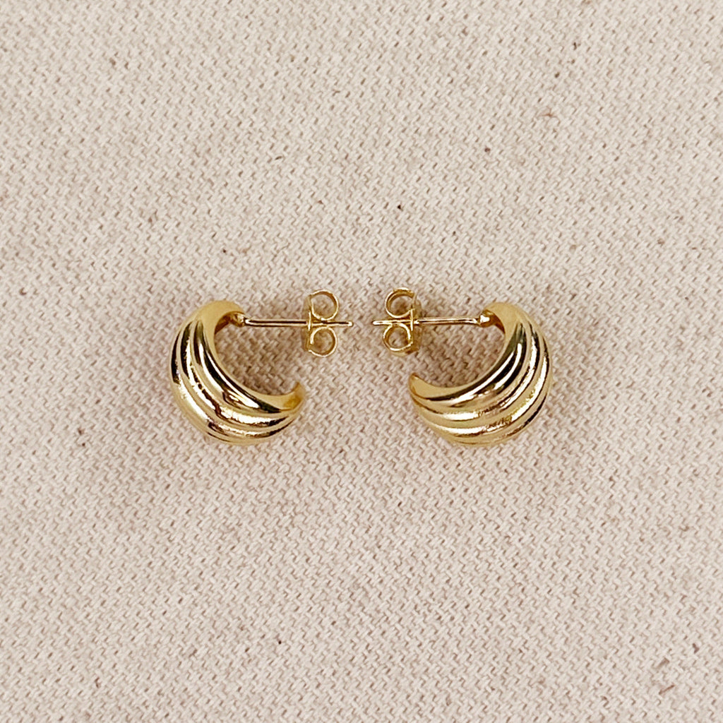 Mondsee 18k Gold Filled Groove C-Hoop Earrings | 18k Gold Filled Jewelry