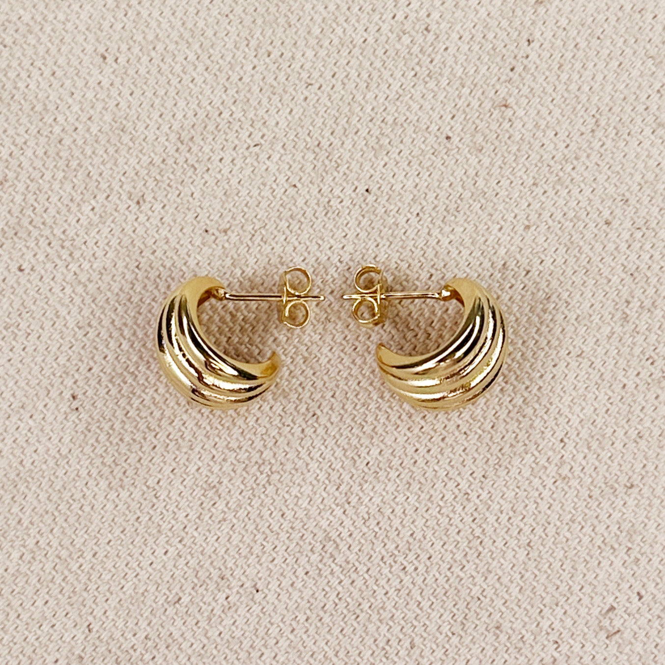 Mondsee 18k Gold Filled Groove C-Hoop Earrings | 18k Gold Filled Jewelry