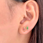 Mondsee 18k Gold Filled Baguette Birthstone Stud Earrings | 18k Gold Filled Jewelry