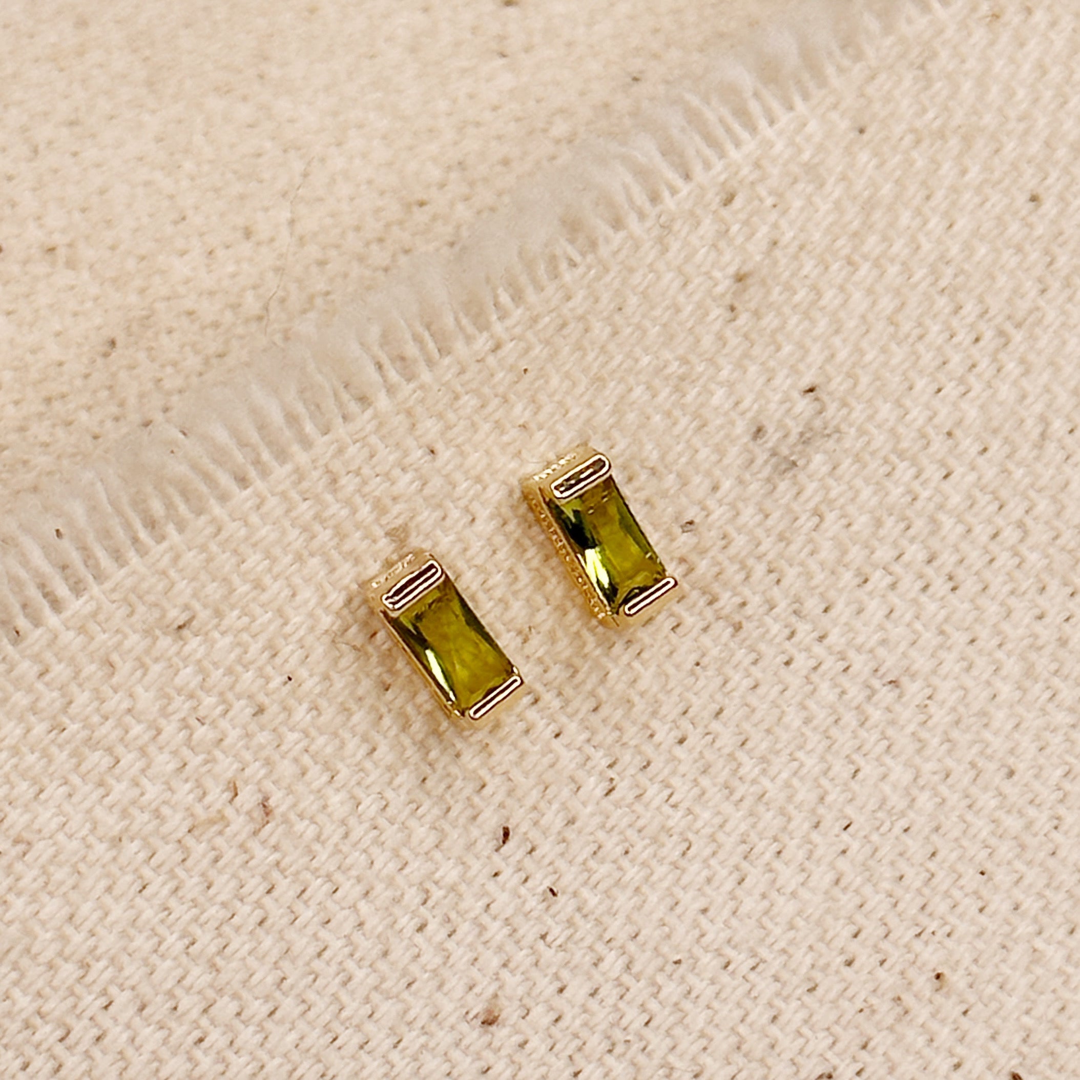 Mondsee 18k Gold Filled Baguette Birthstone Stud Earrings | 18k Gold Filled Jewelry