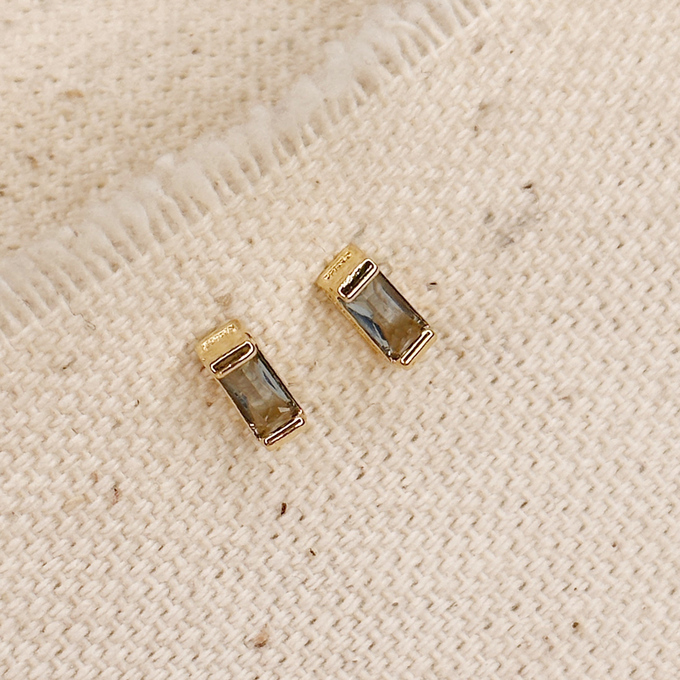 Mondsee 18k Gold Filled Baguette Birthstone Stud Earrings | 18k Gold Filled Jewelry