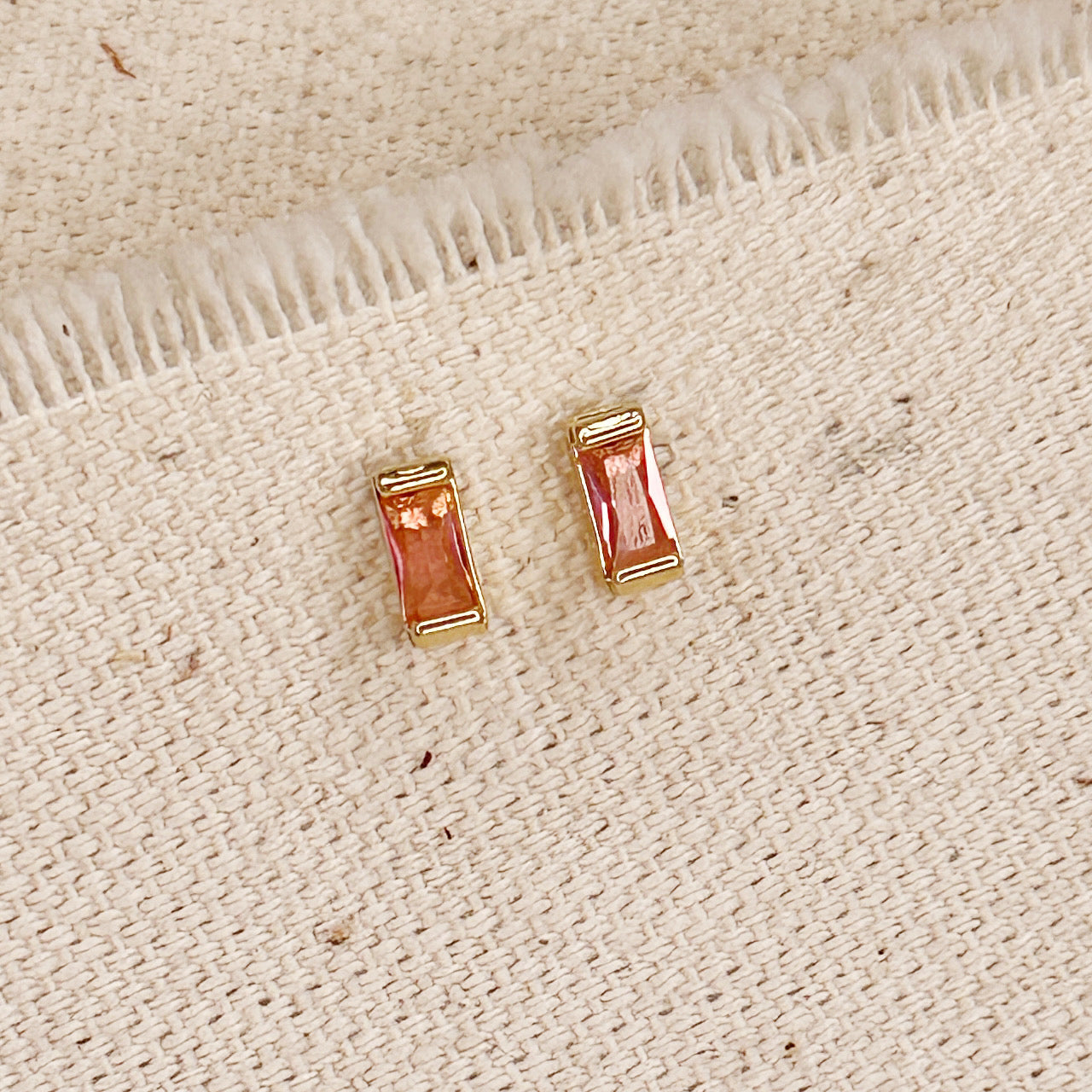 Mondsee 18k Gold Filled Baguette Birthstone Stud Earrings | 18k Gold Filled Jewelry