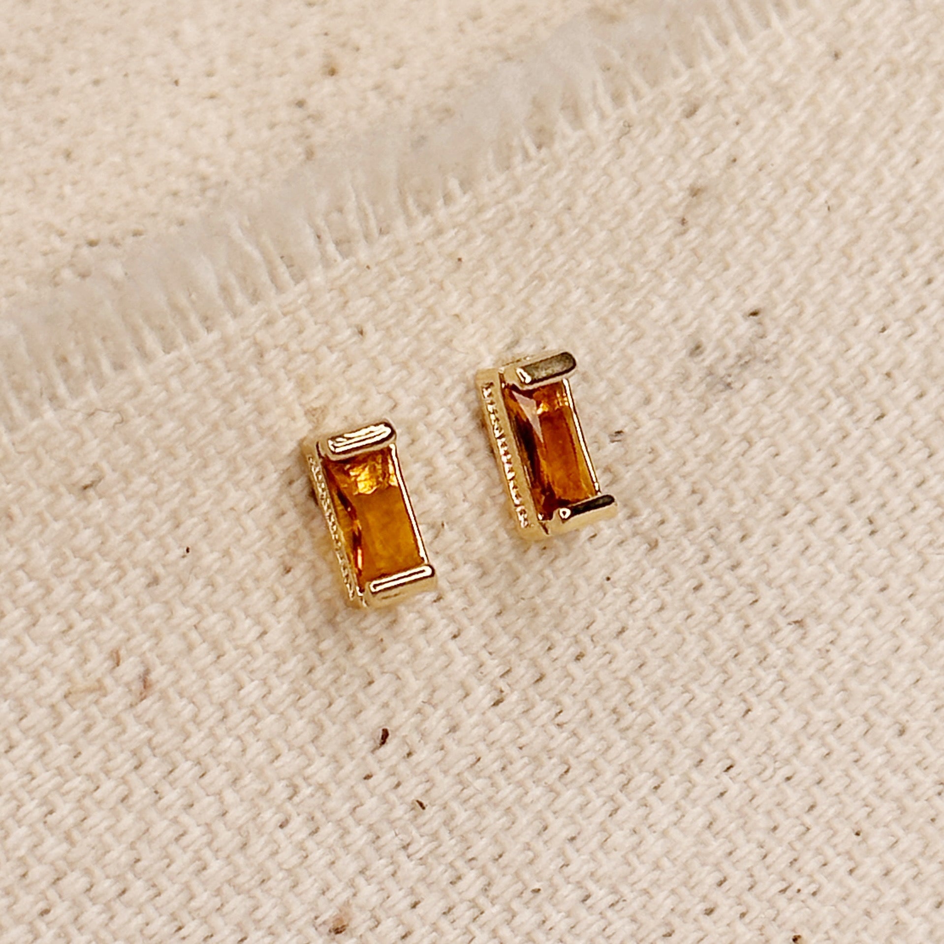 Mondsee 18k Gold Filled Baguette Birthstone Stud Earrings | 18k Gold Filled Jewelry