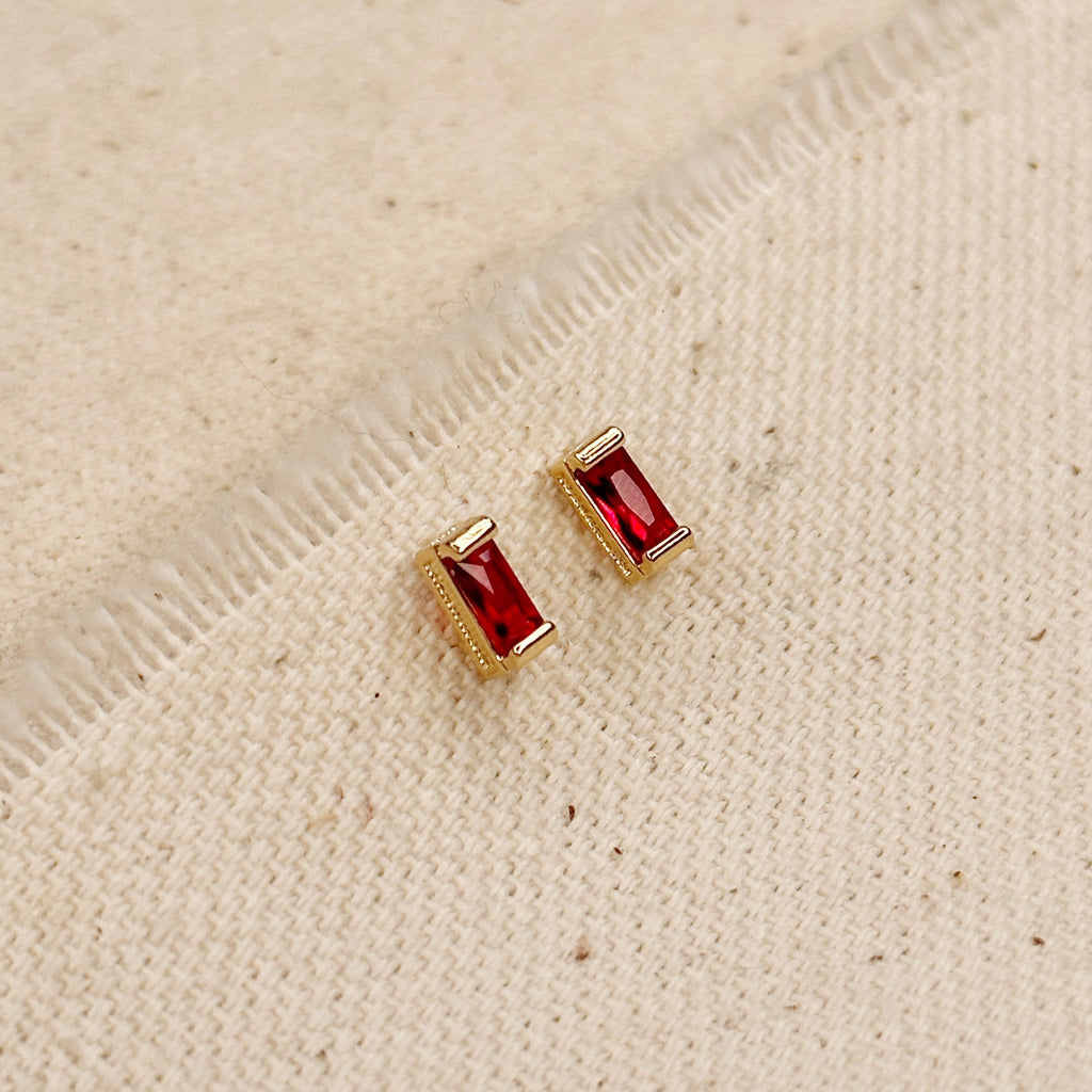 Mondsee 18k Gold Filled Baguette Birthstone Stud Earrings | 18k Gold Filled Jewelry