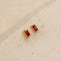 Mondsee 18k Gold Filled Baguette Birthstone Stud Earrings | 18k Gold Filled Jewelry