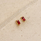 Mondsee 18k Gold Filled Baguette Birthstone Stud Earrings | 18k Gold Filled Jewelry
