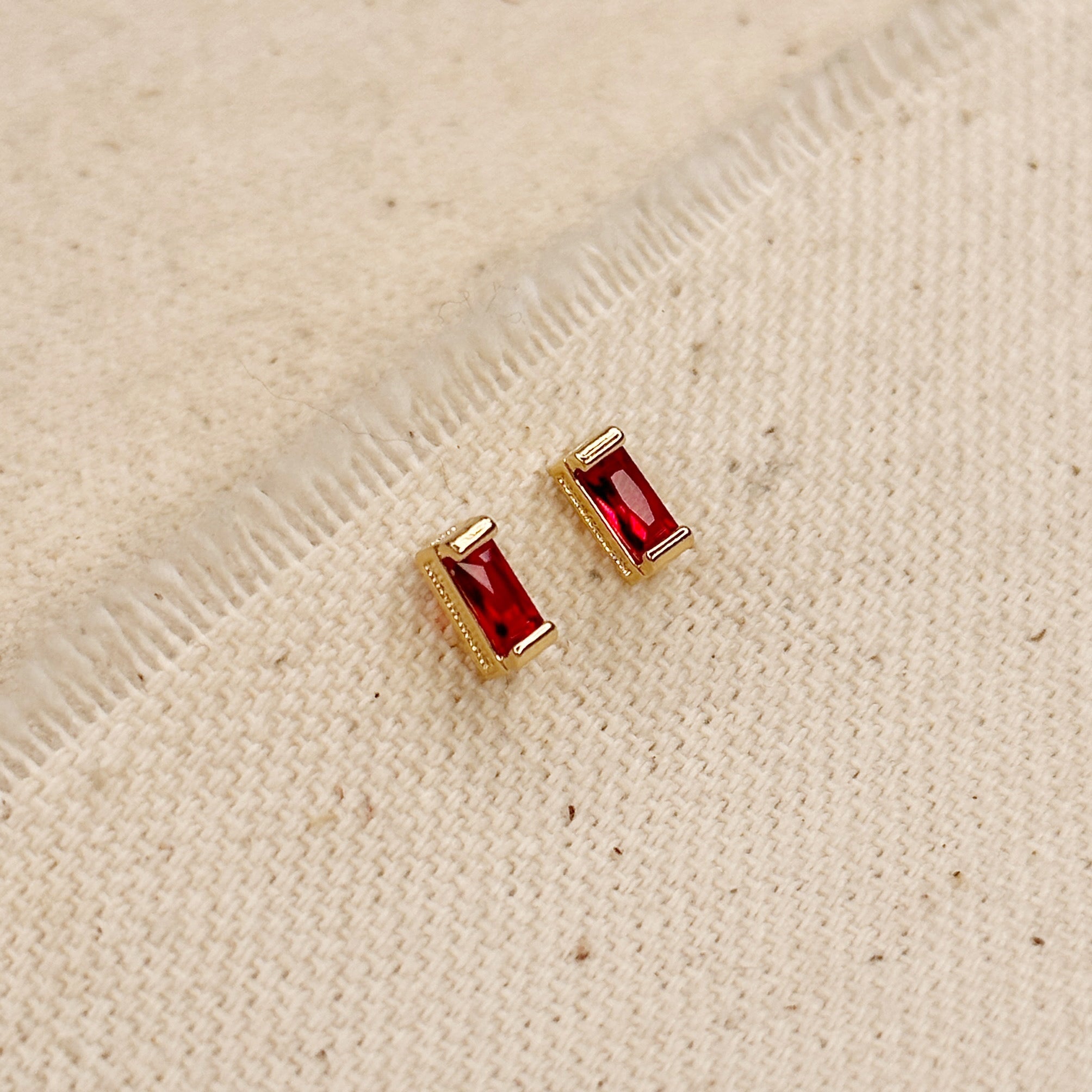 Mondsee 18k Gold Filled Baguette Birthstone Stud Earrings | 18k Gold Filled Jewelry
