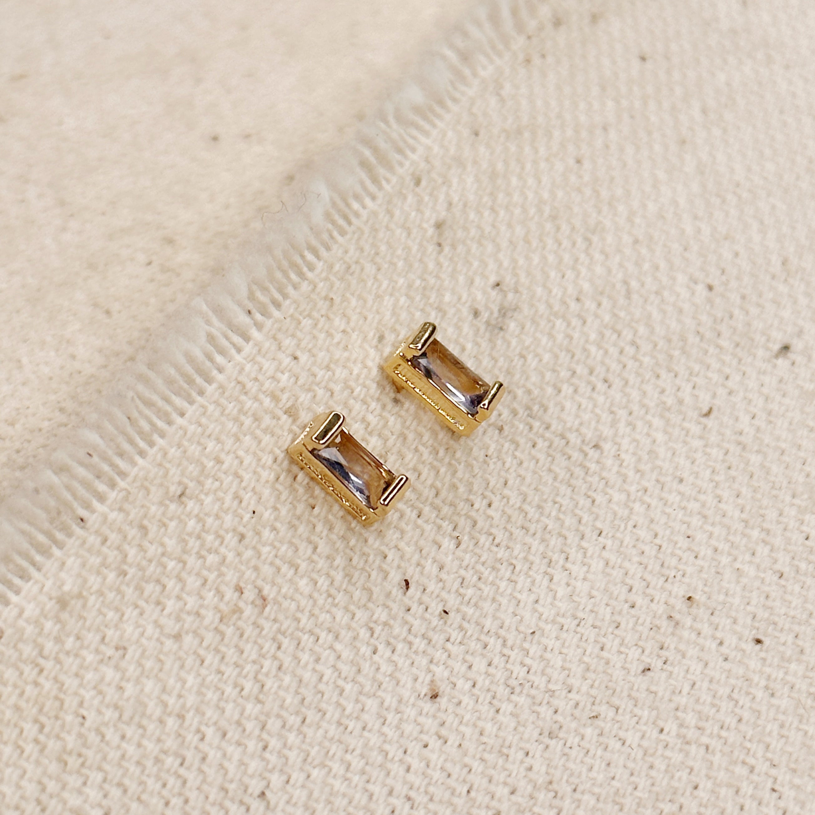 Mondsee 18k Gold Filled Baguette Birthstone Stud Earrings | 18k Gold Filled Jewelry