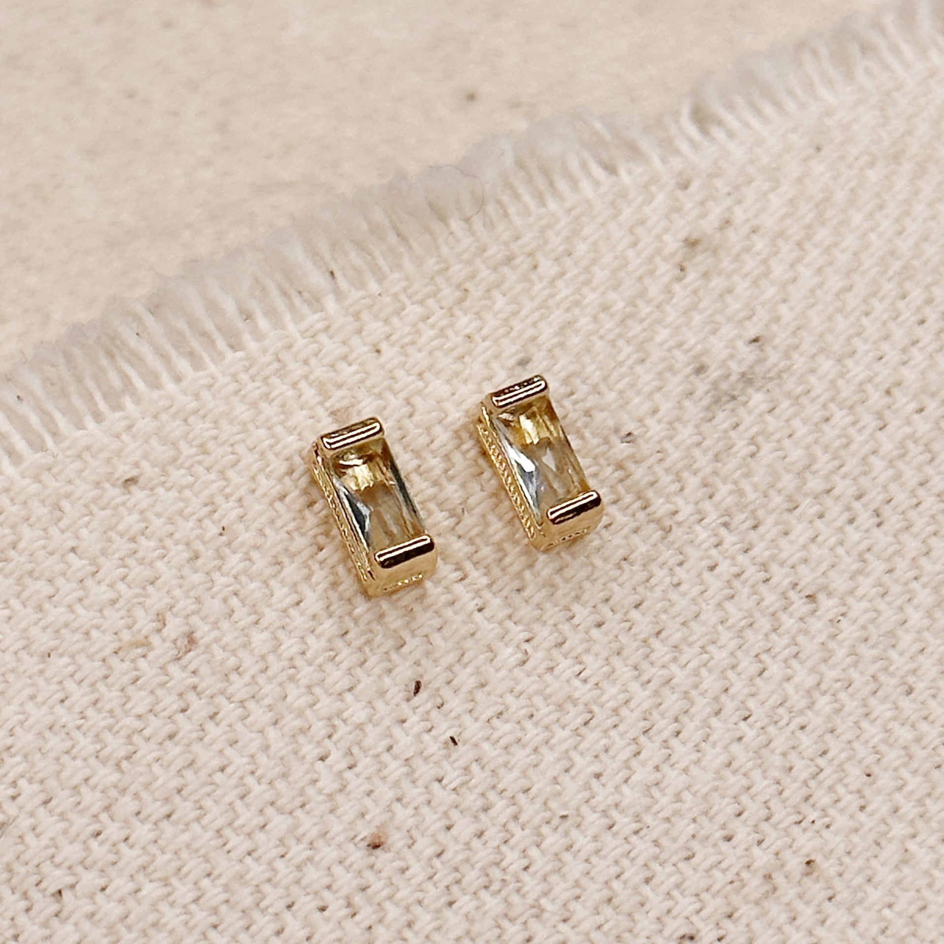 Mondsee 18k Gold Filled Baguette Birthstone Stud Earrings | 18k Gold Filled Jewelry