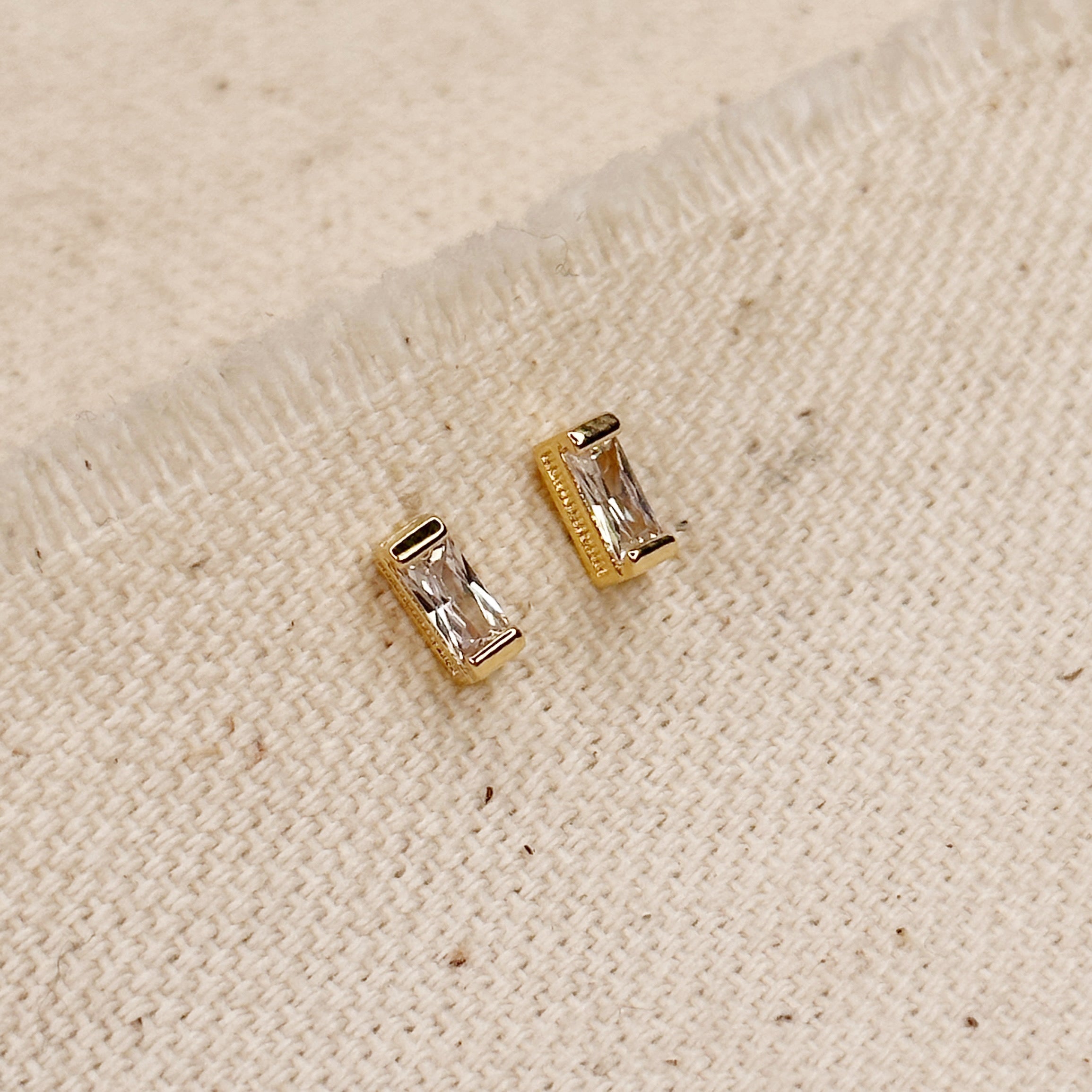 Mondsee 18k Gold Filled Baguette Birthstone Stud Earrings | 18k Gold Filled Jewelry