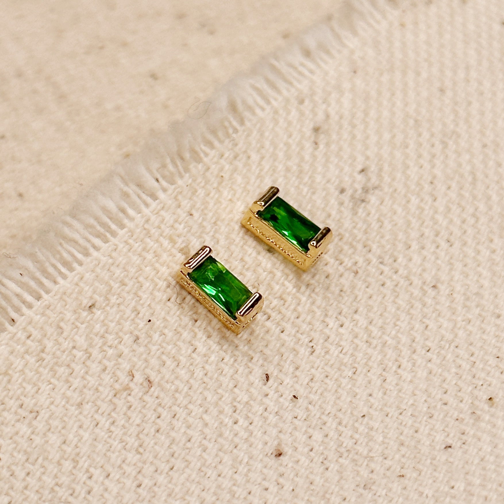 Mondsee 18k Gold Filled Baguette Birthstone Stud Earrings | 18k Gold Filled Jewelry