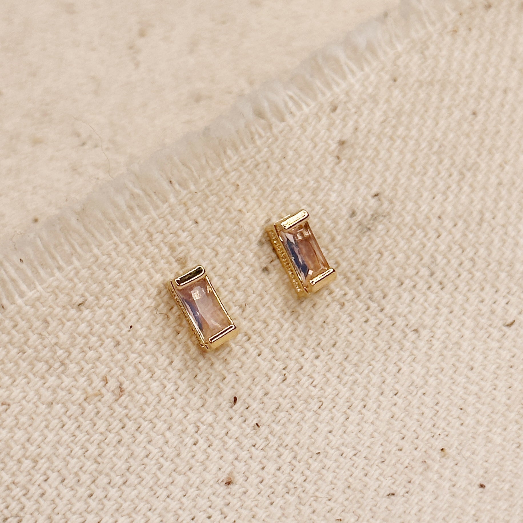 Mondsee 18k Gold Filled Baguette Birthstone Stud Earrings | 18k Gold Filled Jewelry