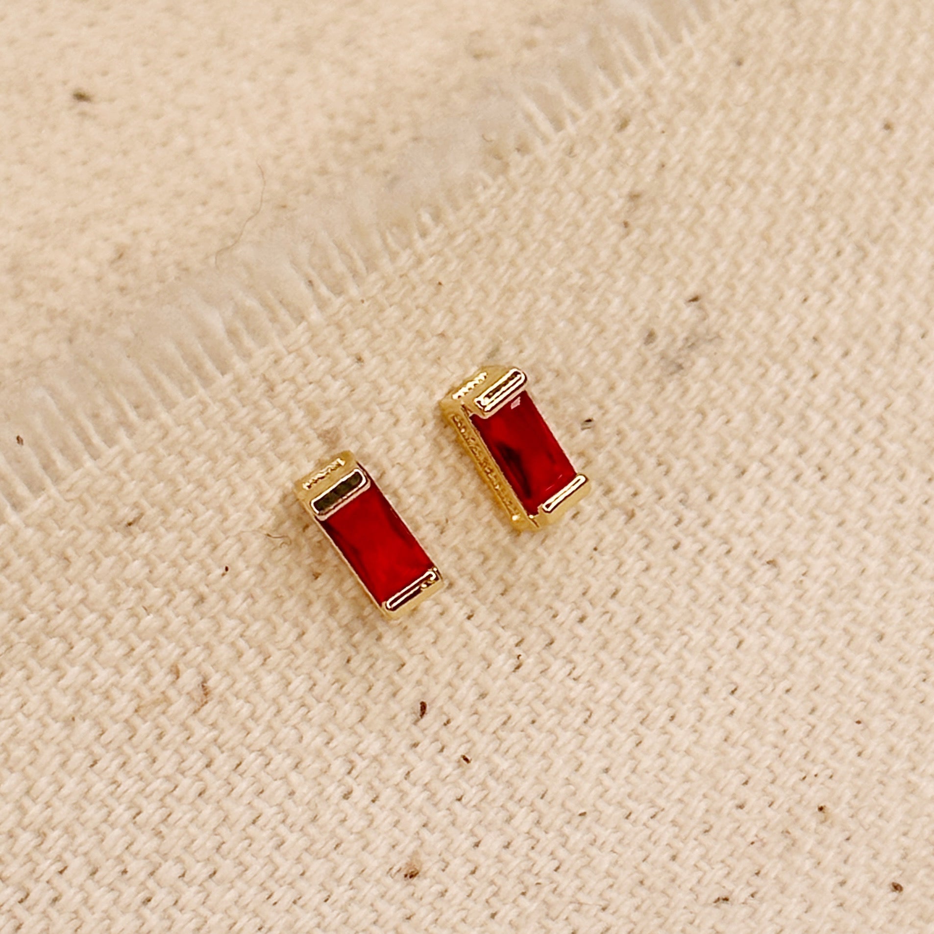 Mondsee 18k Gold Filled Baguette Birthstone Stud Earrings | 18k Gold Filled Jewelry
