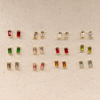 Mondsee 18k Gold Filled Baguette Birthstone Stud Earrings | 18k Gold Filled Jewelry