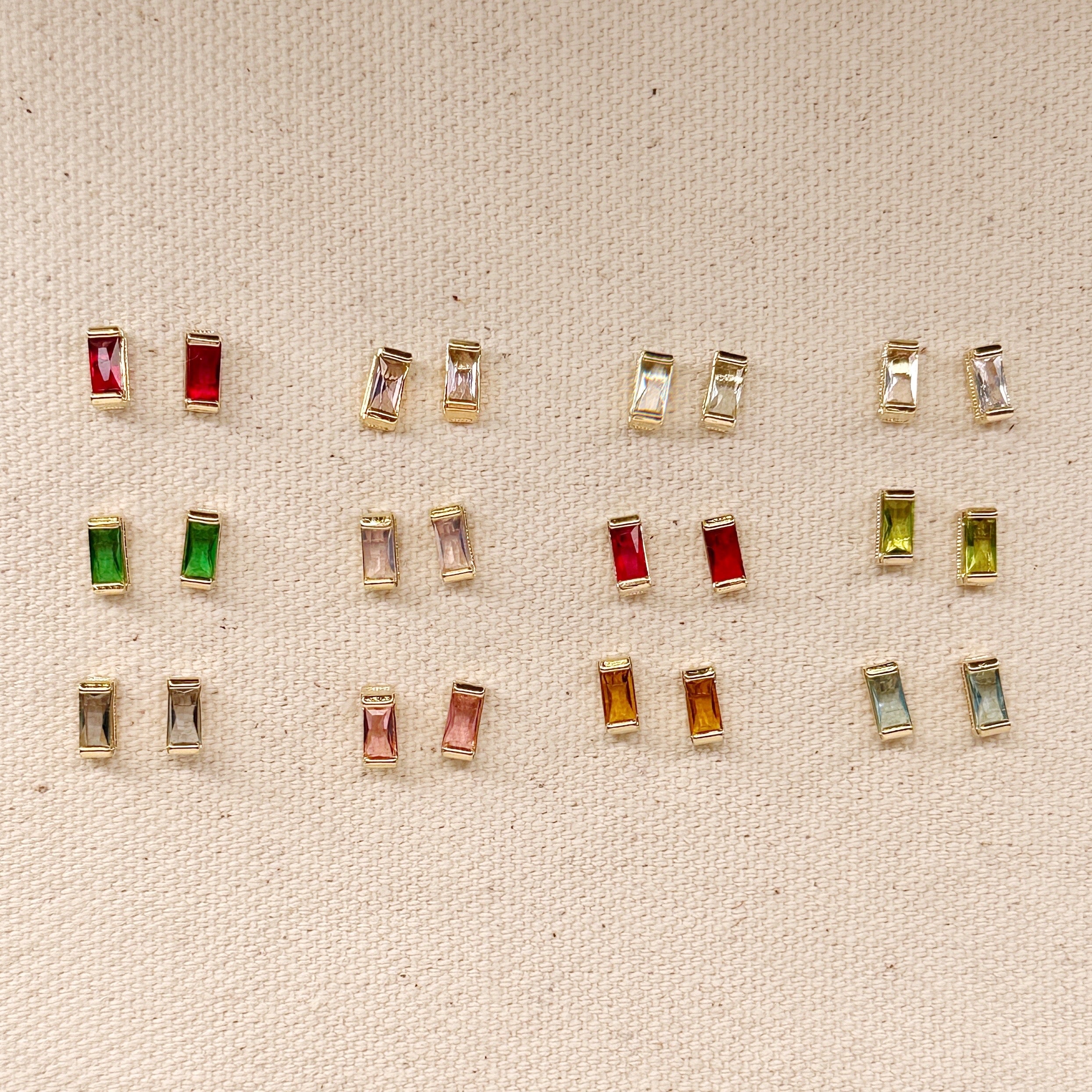 Mondsee 18k Gold Filled Baguette Birthstone Stud Earrings | 18k Gold Filled Jewelry