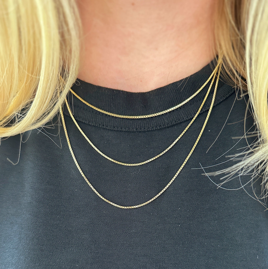 Mondsee 1mm Box chain | 18k Gold Filled Jewelry