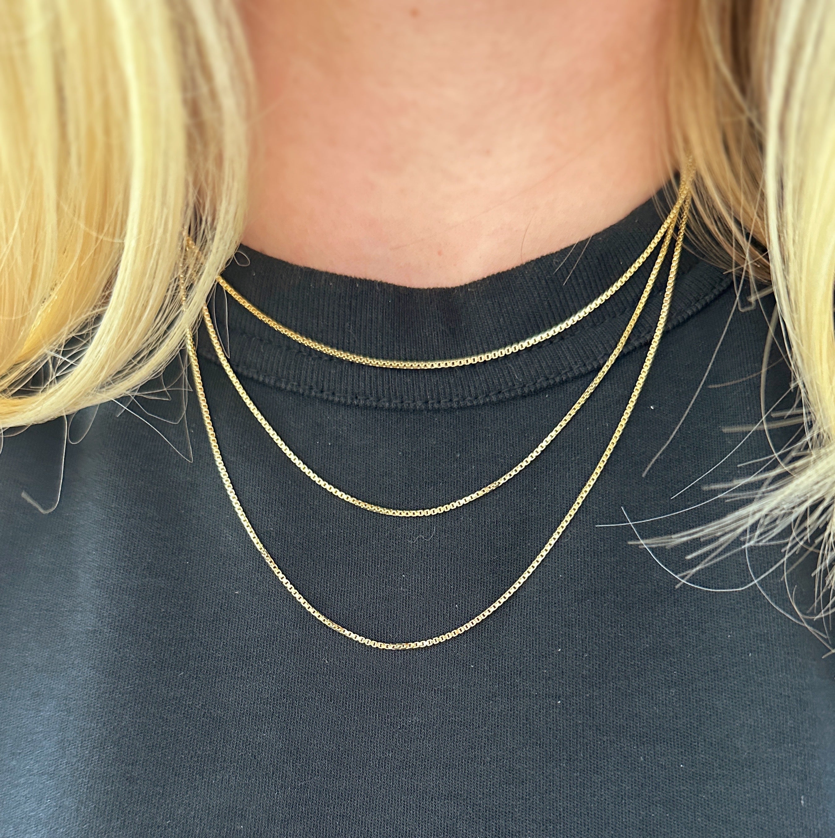 Mondsee 1mm Box chain | 18k Gold Filled Jewelry