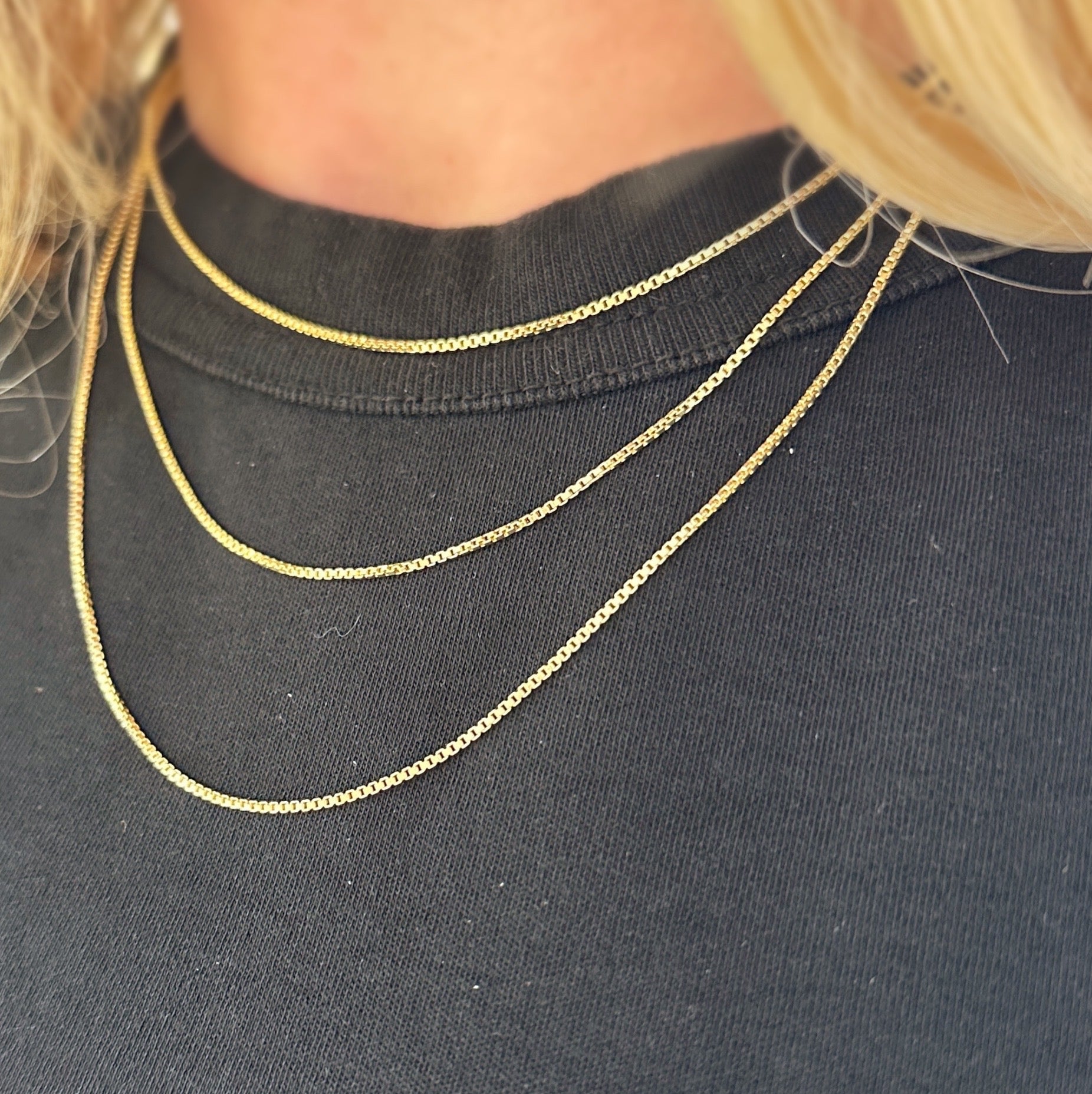 Mondsee 1mm Box chain | 18k Gold Filled Jewelry