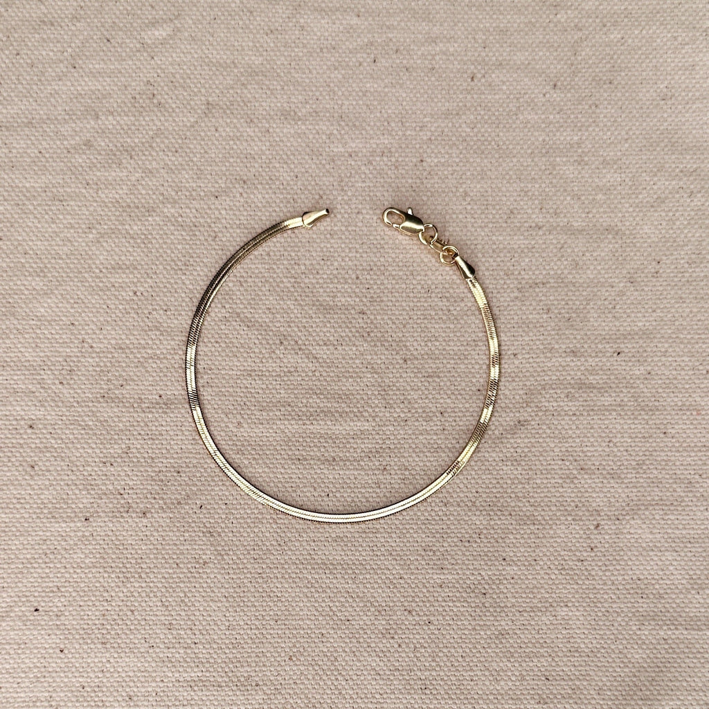 Mondsee 18k Gold Filled 2.0mm Thickness Herringbone Bracelet | 18k Gold Filled Jewelry