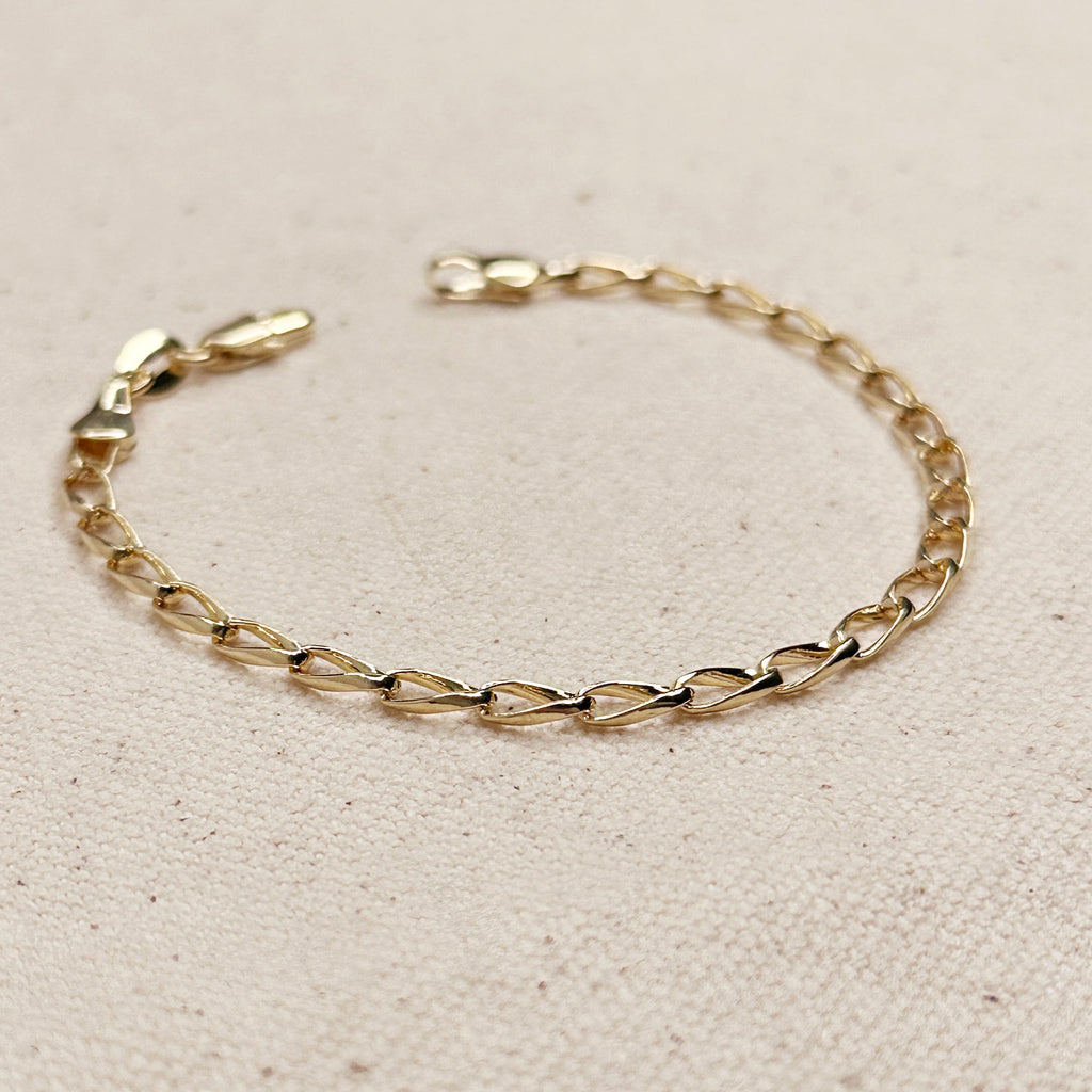 Mondsee 18k Gold Filled Slight Twist Link Bracelet | 18k Gold Filled Jewelry