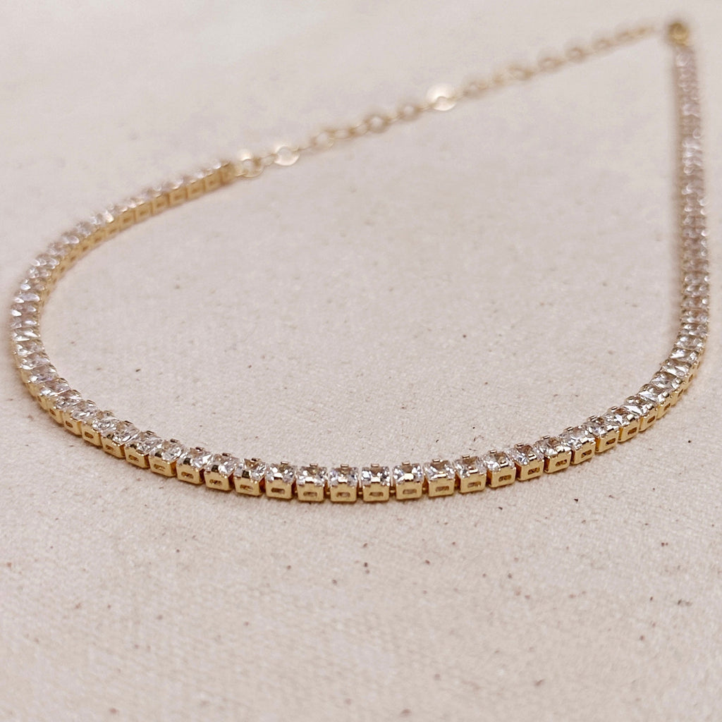 Mondsee 18k Gold Filled 3mm CZ Tennis Necklace | 18k Gold Filled Jewelry