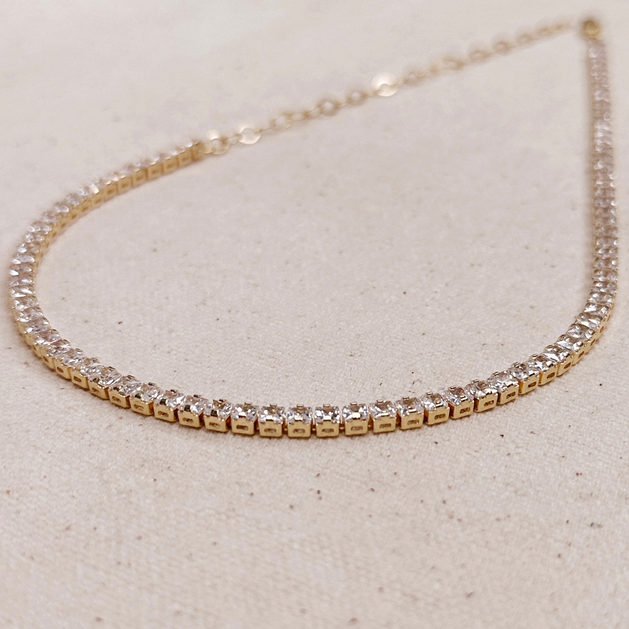 Mondsee 18k Gold Filled 3mm CZ Tennis Necklace | 18k Gold Filled Jewelry
