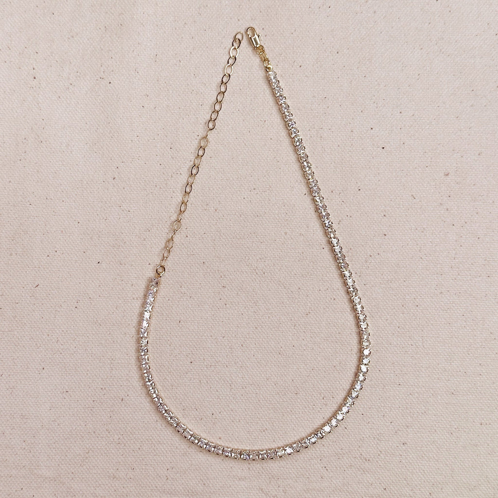 Mondsee 18k Gold Filled 3mm CZ Tennis Necklace | 18k Gold Filled Jewelry