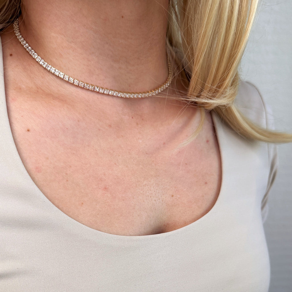 Mondsee 18k Gold Filled 3mm CZ Tennis Necklace | 18k Gold Filled Jewelry
