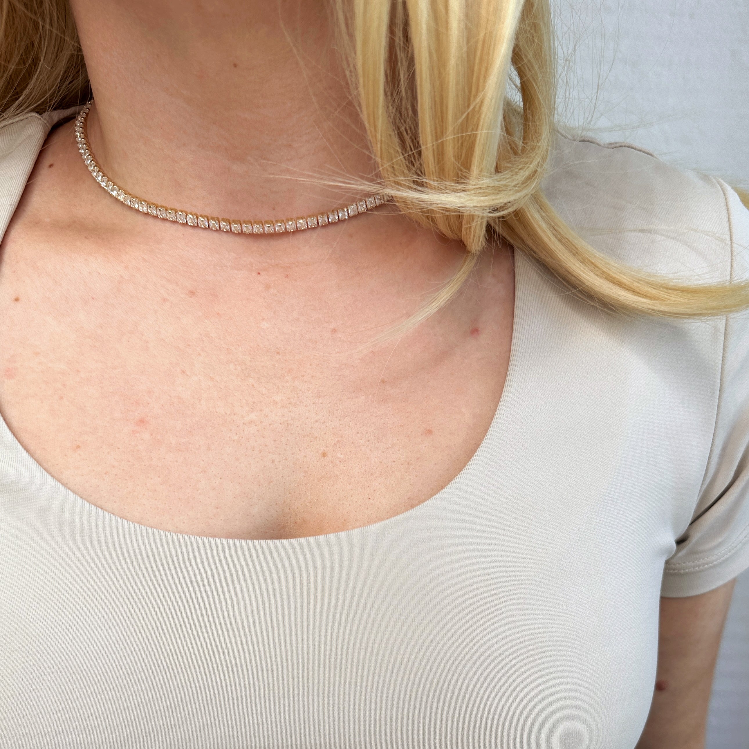 Mondsee 18k Gold Filled 3mm CZ Tennis Necklace | 18k Gold Filled Jewelry