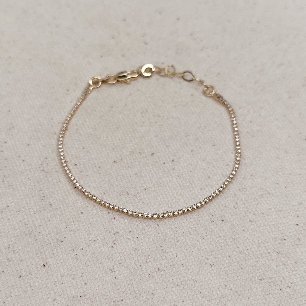 18k Gold Filled 1.2mm CZ Tennis Bracelet
